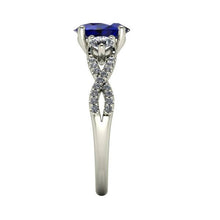 Oval Sapphire Engagement Ring Natural Blue Sapphire Infinity Band
