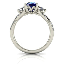 Oval Sapphire Engagement Ring Natural Blue Sapphire Infinity Band