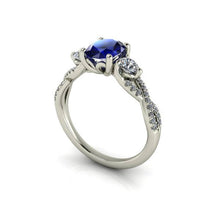 Oval Sapphire Engagement Ring Natural Blue Sapphire Infinity Band
