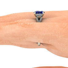 Oval Sapphire Engagement Ring Natural Blue Sapphire Infinity Band