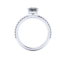 Moissanite and Diamonds Engagement Ring, 1.70 Carats Princess Cut Moissanite