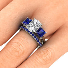 Sapphire Engagement Ring, 2.50 Carats Elongated Cushion Cut White Sapphire