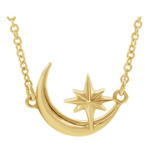 Gold Celestial Necklace Crescent Moon and Star