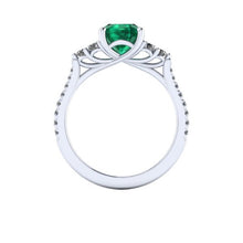 Emerald and Diamonds Engagement Ring Cushion Cut Chatham Emerald