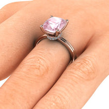Elongated Cushion Cut Morganite Engagement Ring, 2.87 Carat Morganite, Recycled Rose Gold