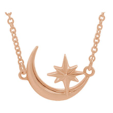 Gold Celestial Necklace Crescent Moon and Star