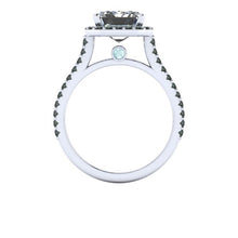 Black Diamond Engagement Ring, Emerald Cut Moissanite