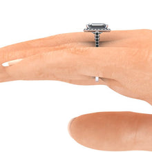 Black Diamond Engagement Ring, Emerald Cut Moissanite