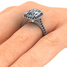 Black Diamond Engagement Ring, Emerald Cut Moissanite