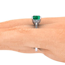 Emerald and Diamonds Engagement Ring Cushion Cut Chatham Emerald