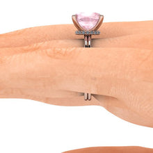 Elongated Cushion Cut Morganite Engagement Ring, 2.87 Carat Morganite, Recycled Rose Gold