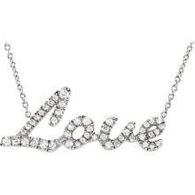 Diamond "LOVE" Necklace 14K White Gold  Monogram Necklace Boho Necklace