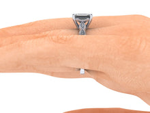 Vintage Inspired Infinity Style Engagement Ring Emerald Cut Moissanite Ethical Diamonds