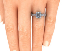 Vintage Inspired Infinity Style Engagement Ring Emerald Cut Moissanite Ethical Diamonds