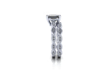 Vintage Inspired Infinity Style Engagement Ring Emerald Cut Moissanite Ethical Diamonds