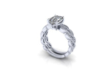 Vintage Inspired Infinity Style Engagement Ring Emerald Cut Moissanite Ethical Diamonds
