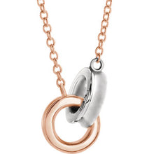 Interlocking Rings Necklace Recycled White and Rose Gold