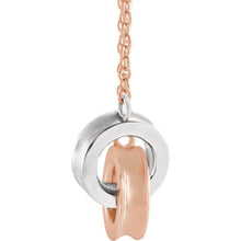 Interlocking Rings Necklace Recycled White and Rose Gold