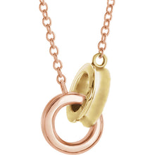 Interlocking Rings Necklace Recycled White and Rose Gold