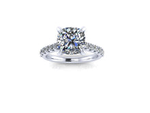 Cushion Cut Forever One Moissanite Engagement Ring with Diamonds