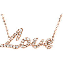Diamond "LOVE" Necklace 14K White Gold  Monogram Necklace Boho Necklace