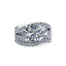 Large Moissanite and Diamond Engagement Ring