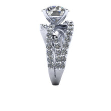 Large Moissanite and Diamond Engagement Ring