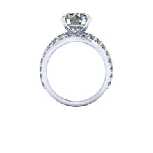 Large Moissanite and Diamond Engagement Ring