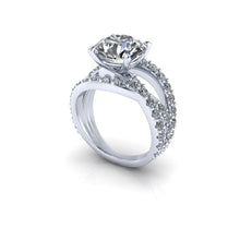 Large Moissanite and Diamond Engagement Ring