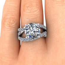 Large Moissanite and Diamond Engagement Ring