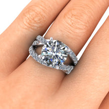 Large Moissanite and Diamond Engagement Ring