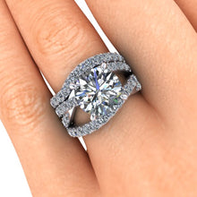 Large Moissanite and Diamond Engagement Ring
