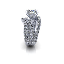 Large Moissanite and Diamond Engagement Ring
