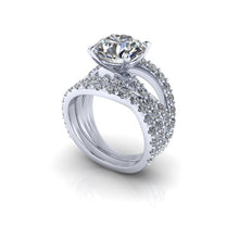 Large Moissanite and Diamond Engagement Ring