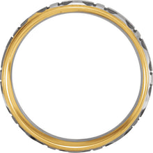Men's Cross Wedding Band Two Tone White and Yellow Gold