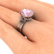 Elongated Cushion Cut Morganite Engagement Ring, 2.87 Carat Morganite, Recycled Rose Gold