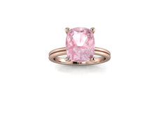 Elongated Cushion Cut Morganite Engagement Ring, 2.87 Carat Morganite, Recycled Rose Gold