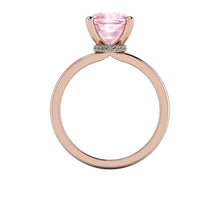 Elongated Cushion Cut Morganite Engagement Ring, 2.87 Carat Morganite, Recycled Rose Gold