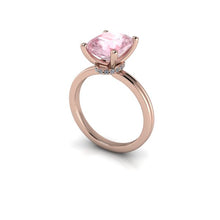 Elongated Cushion Cut Morganite Engagement Ring, 2.87 Carat Morganite, Recycled Rose Gold