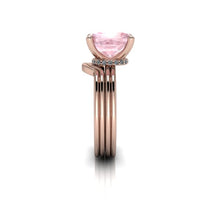 Elongated Cushion Cut Morganite Engagement Ring, 2.87 Carat Morganite, Recycled Rose Gold