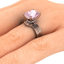 Elongated Cushion Cut Morganite Engagement Ring, 2.87 Carat Morganite, Recycled Rose Gold
