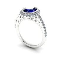 Oval Sapphire Engagement Ring, Chatham Blue Sapphire