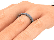 Pave Diamond Wedding Band Triple Row of Diamonds