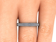 Pave Diamond Wedding Band Triple Row of Diamonds