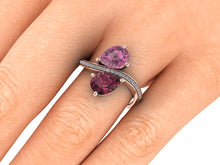 Birthstone Bypass Ring, Rhodolite Garnet and Pink Tourmaline