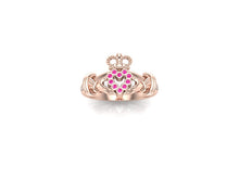 Claddagh Ring 18k Rose Gold With Pink and White Sapphires