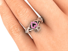 Claddagh Ring 18k Rose Gold With Pink and White Sapphires