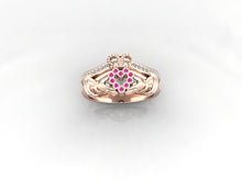 Claddagh Ring 18k Rose Gold With Pink and White Sapphires