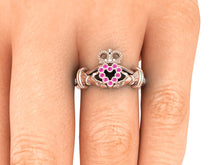 Claddagh Ring 18k Rose Gold With Pink and White Sapphires
