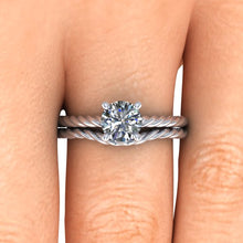 Twisted Rope Solitaire with 1 Carat Round Cut ,Forever One Moissanite